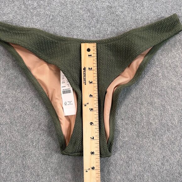 J. Crew Textured Curved Waist Cheeky Bikini Swim Bottom Green Size Small BC050 - Picture 5 of 7